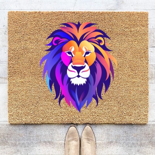 Vibrant Royal Lion Portrait Coir Doormats