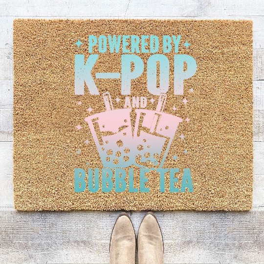 Powered by K-Pop and Bubble Tea | Cute Kawaii Boba Coir Doormats