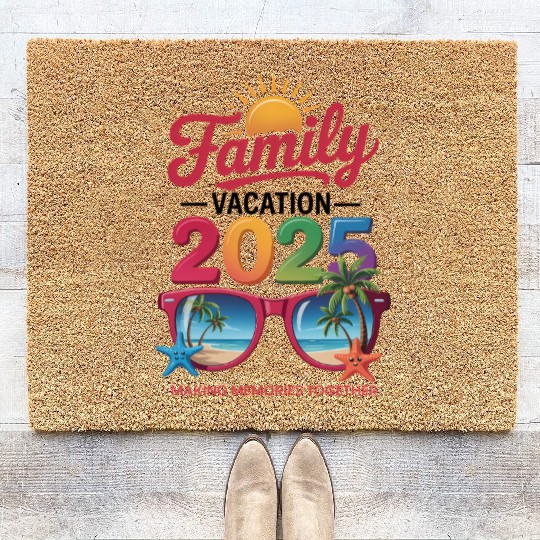 Family Vacation 2025 Sunflower Sunglasses Coir Doormats