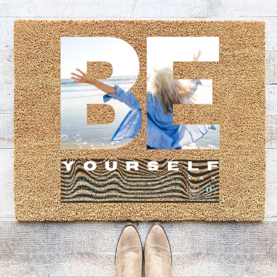 Be Yourself Inspirational Beach Scene Design Coir Doormats