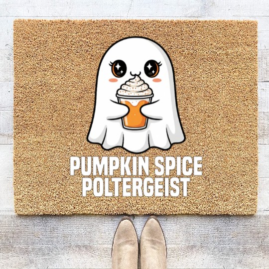PUMPKIN SPICE POLTERGEIST - GHOST HALLOWEEN Coir Doormats