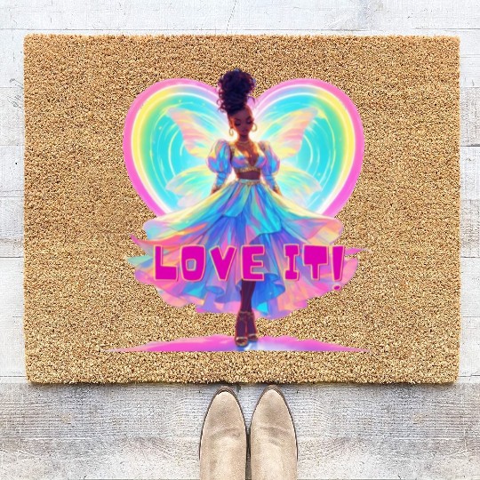 Rainbow Fairy Heart Illustration Coir Doormats