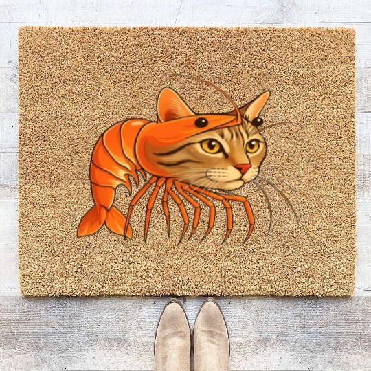 Trippi Troppi Italian Brainrot – Funny Shrimp Cat  Coir Doormats