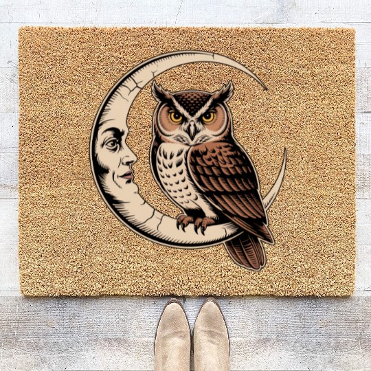 Moon Owl Crescent Coir Doormats