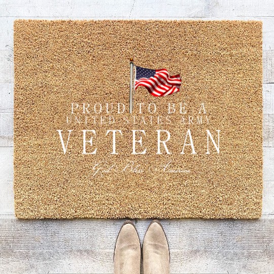 Proud To Be A US Army Veteran Coir Doormats