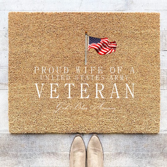 Proud Wife Of A US Army Veteran Coir Doormats