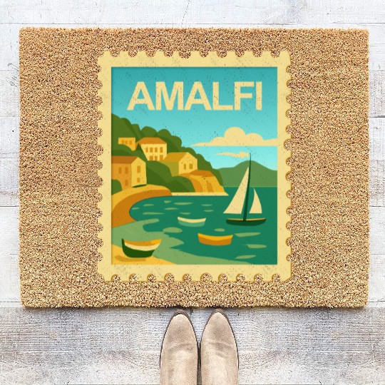 Vintage Style Stamp - Amalfi Italy Coir Doormats
