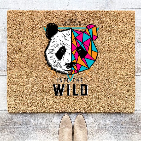 Geometric Panda Into the Wild Coir Doormats