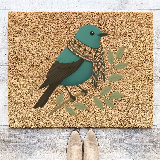 Palestine Sunbird with Keffiyeh and Olive Branch Coir Doormats