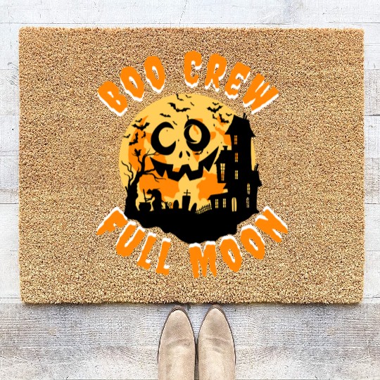 Halloween Boo Crew Full Moon Coir Doormats