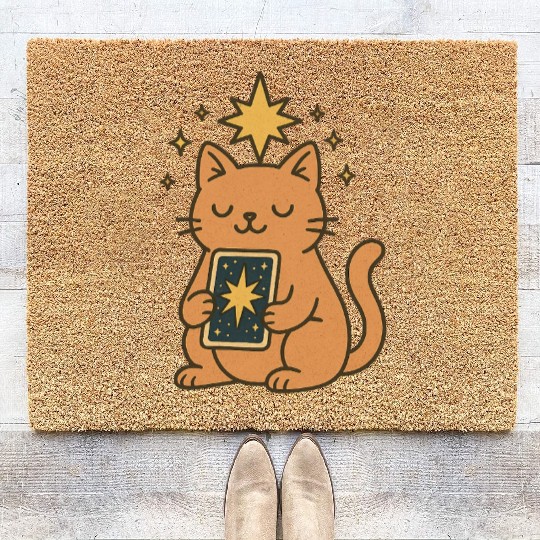 Celestial Cat Tarot Design Coir Doormats