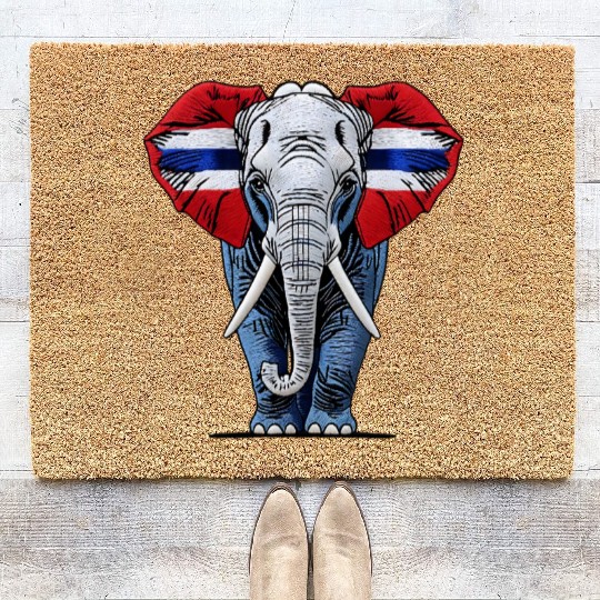 Thailand Elephant Red White Blue National Flag Cul Coir Doormats