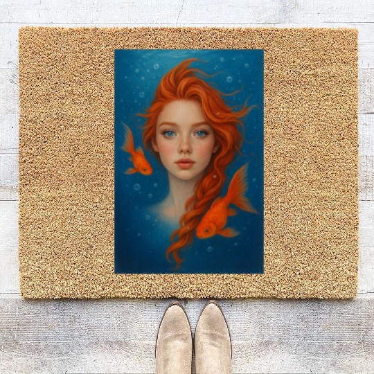 Underwater Redhead with Goldfish Coir Doormats