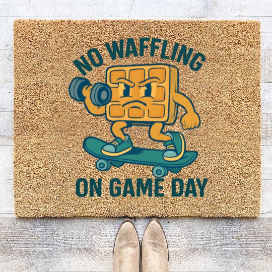 Waffle Character Skateboard Design Coir Doormats