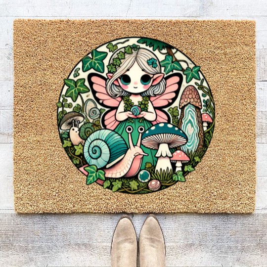 Enchanted Forest Fairy Illustration Coir Doormats