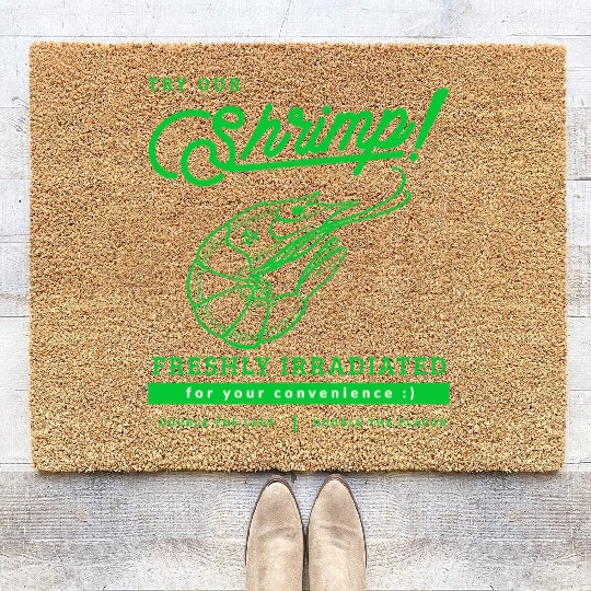 Radioactive Shrimp Retro Parody Coir Doormats