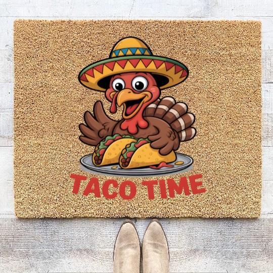 Festive Mexican Turkey Taco Design Coir Doormats