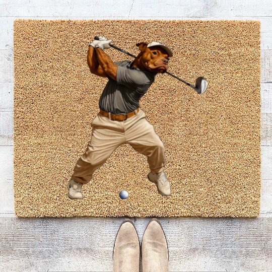 Pitbull golfer Coir Doormats