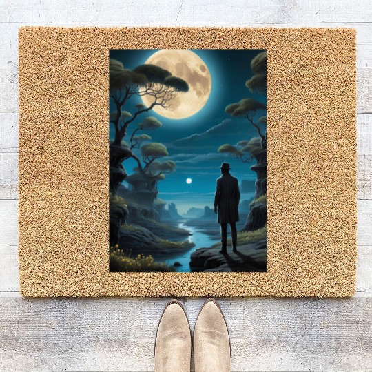 Mystical Night Under the Full Moon Coir Doormats