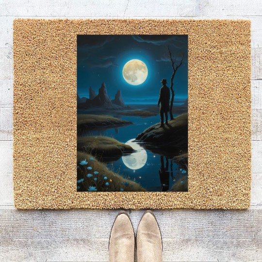 Mystic Night Under the Full Moon Coir Doormats