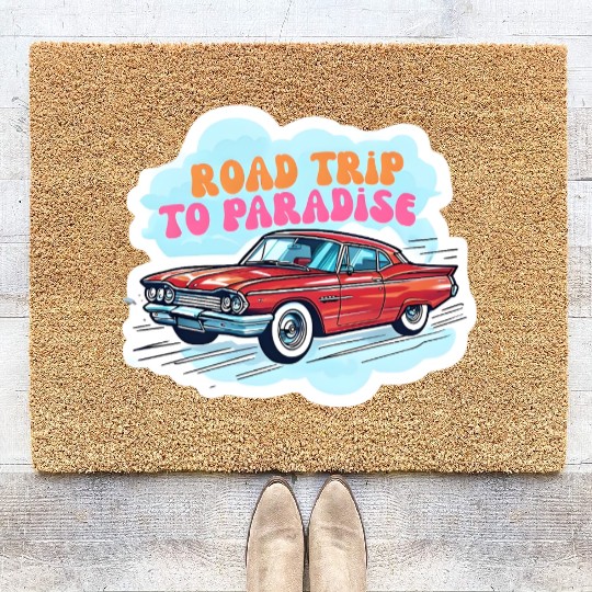Vintage Classic Car Road Trip Design Coir Doormats