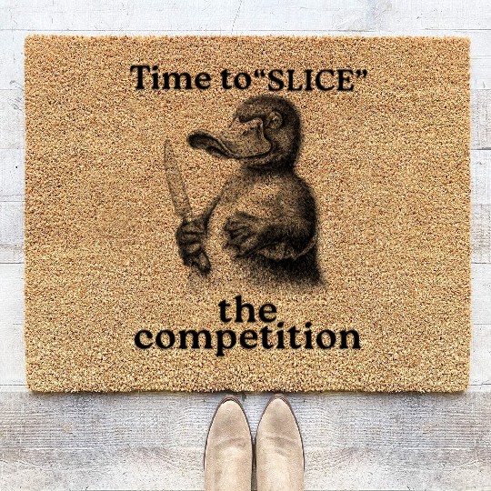 Funny Platypus with Knife - Slice the Competition Coir Doormats