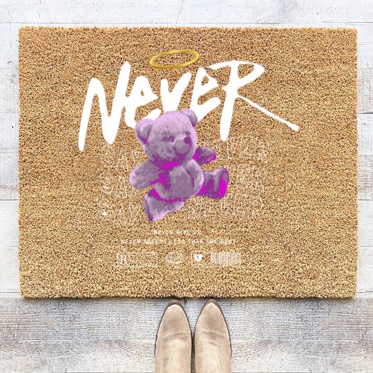 Inspirational Teddy Bear with Angel Halo Coir Doormats