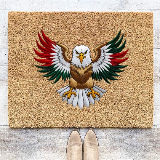 Majestic Bald Eagle with National Colors Coir Doormats