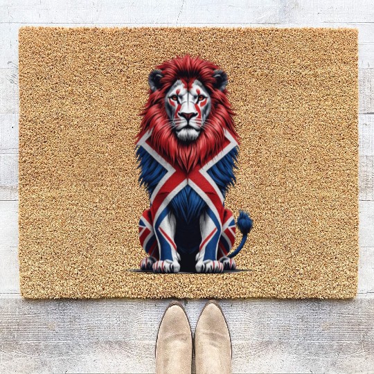 Regal Lion with Union Jack Mane Coir Doormats
