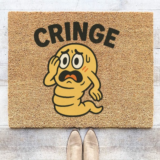 Cringe Meme Worm Illustration Coir Doormats