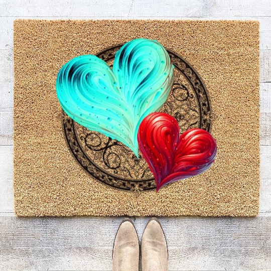 Twin Hearts Mandala – Love in Balance Coir Doormats