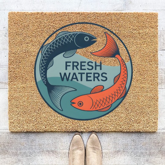 Fresh Waters Koi Fish Artwork Coir Doormats