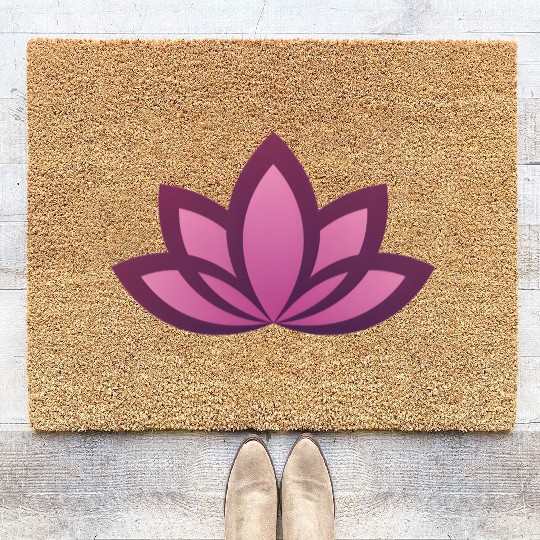 Elegant Pink Lotus Mandala Design Coir Doormats