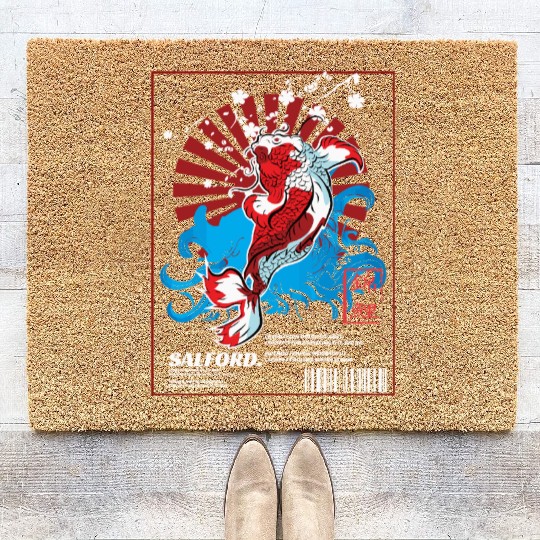 Traditional Japanese Koi Fish Water Tattoo Coir Doormats