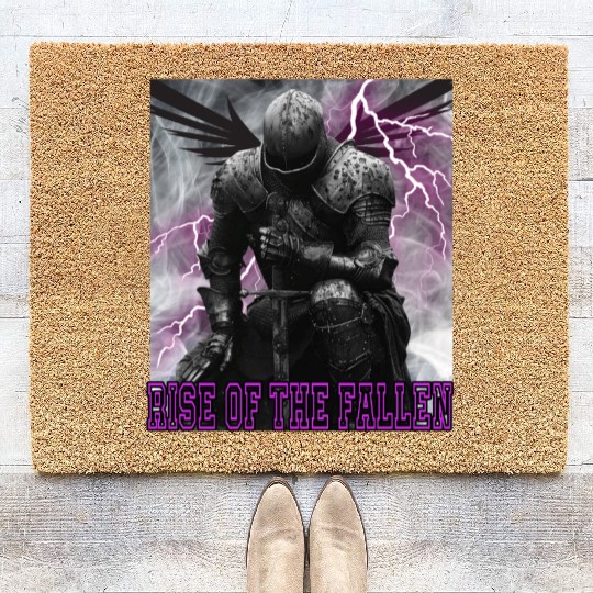 Rise of The Fallen Knight Dark Fantasy Warrior Coir Doormats