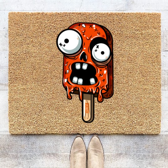ice cream zombie 02 Orange grunge sour scream Pop Coir Doormats