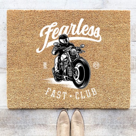 Fearless Motorcycle Club Logo Design Coir Doormats