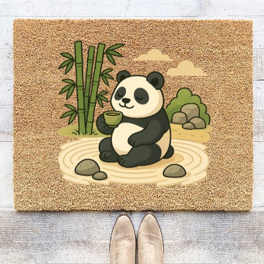 Serene Panda in Bamboo Garden Coir Doormats