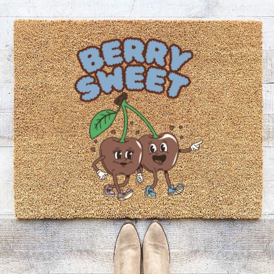 Whimsical Cherry Characters Design Coir Doormats