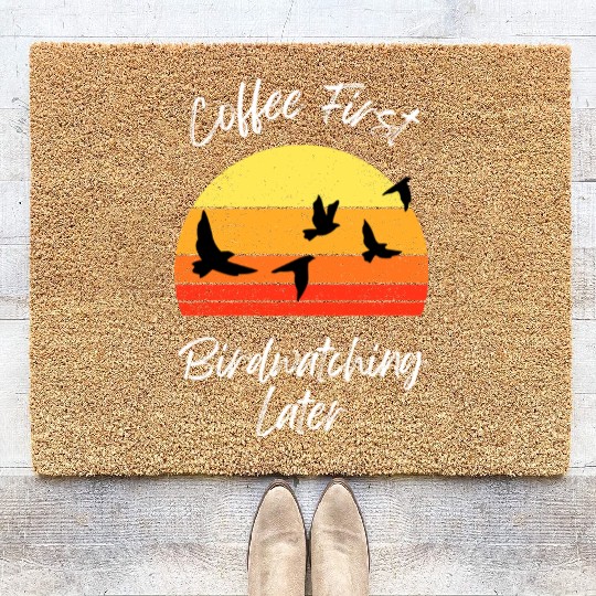Coffee Fire Birdwatching Sunset Coir Doormats