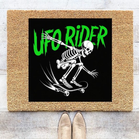 UFO Skeleton Skateboard Design Coir Doormats
