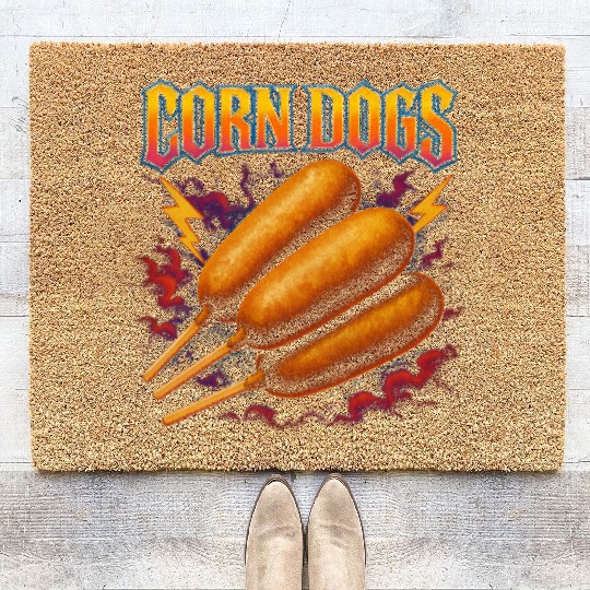 Corn Dogs Favorite Food Funny Weird 90s Corn Dogs Coir Doormats