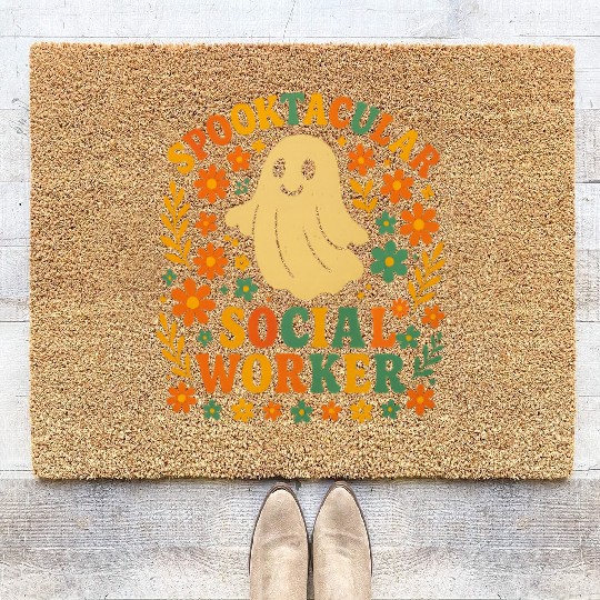 Spooktacular Social Worker Design Coir Doormats