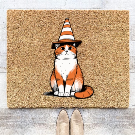 Traffic Cone Cat Coir Doormats