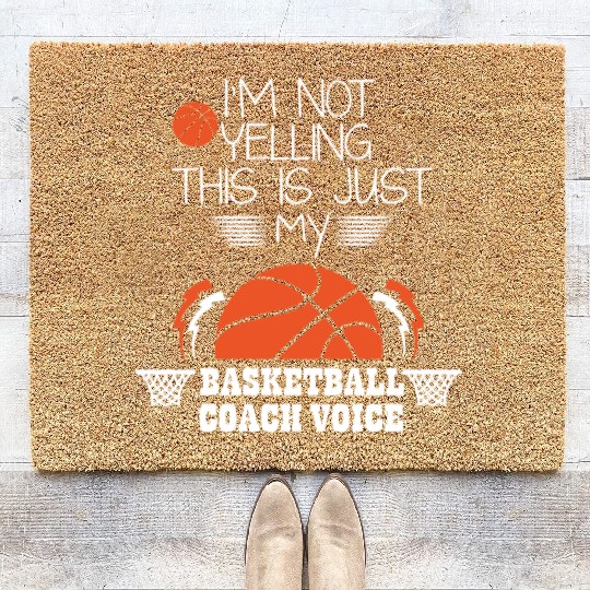 Basketball Coach Voice – Funny Basketball Coach  Coir Doormats