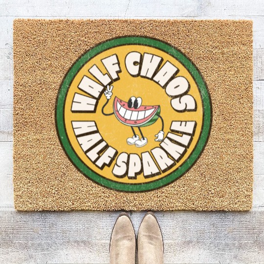 Watermelon Half with Playful Smile Coir Doormats