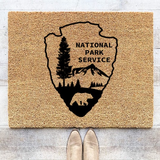 Bear National Park Service Color Logo wildlife Coir Doormats