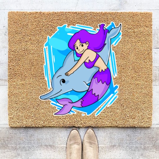 Dolphin with Mermaid Coir Doormats