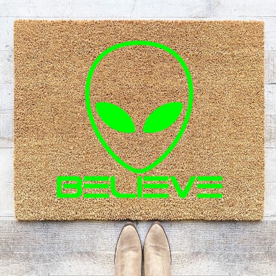 Alien Believe Funny Science UFO Coir Doormats