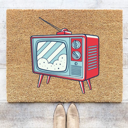 Retro TV with Classic Antenna Coir Doormats